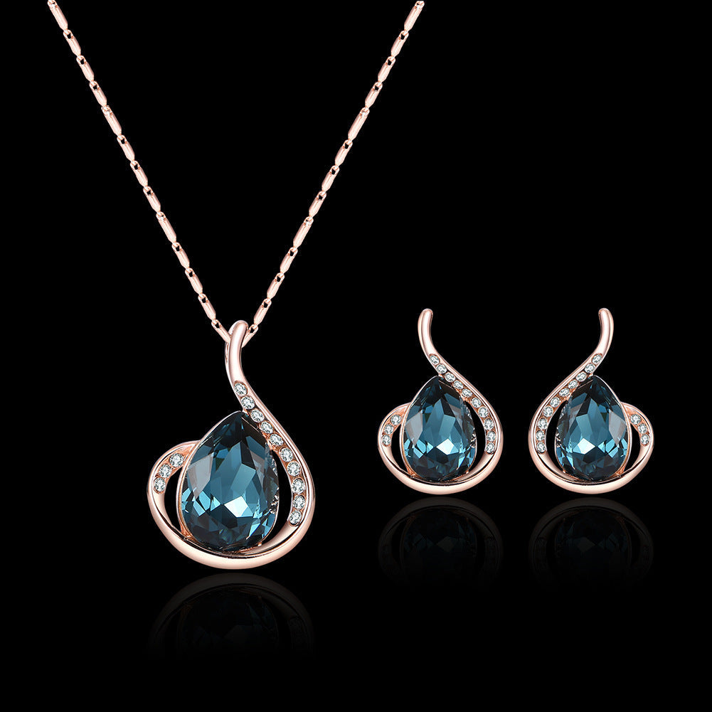 Bridal Jewelry Set Crystal Necklace Earrings Wedding Gift