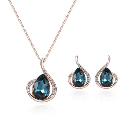 Bridal Jewelry Set Crystal Necklace Earrings Wedding Gift