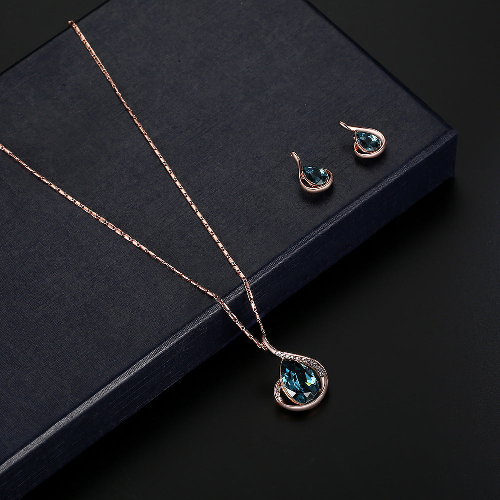 Bridal Jewelry Set Crystal Necklace Earrings Wedding Gift