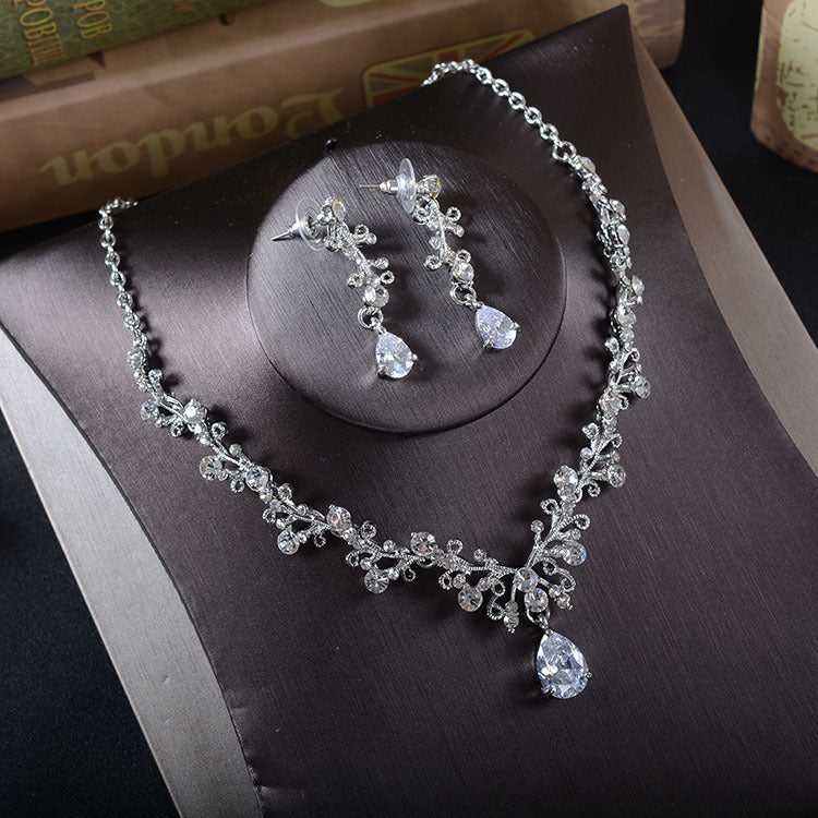 Bridal Jewelry Set Rhinestone Necklace Earrings Wedding