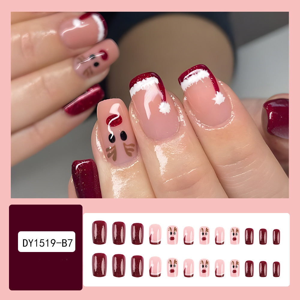 24pcs Christmas False Nails Hat Striped Snowflake Nail Art Stickers For Parties Dances Or Holiday Wear Louisiana Mart