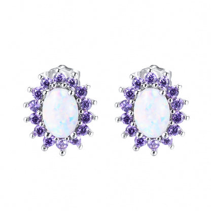 Women's Fashion Oval Diamond Stud Earrings