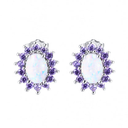 Women's Fashion Oval Diamond Stud Earrings