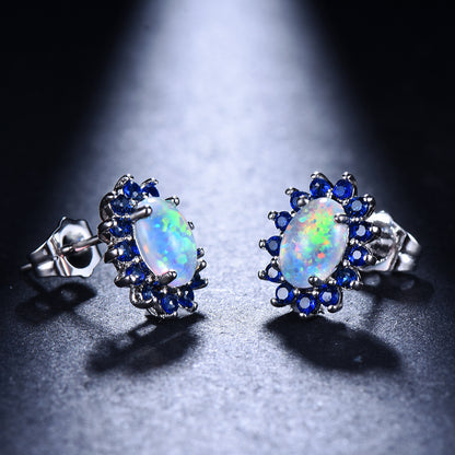 Women's Fashion Oval Diamond Stud Earrings