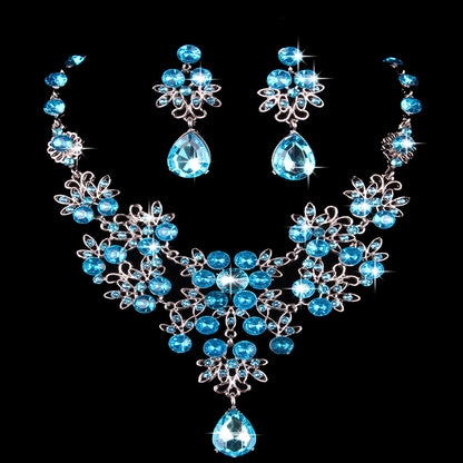 Butterfly Big Water Drop Necklace Earring Set Wedding