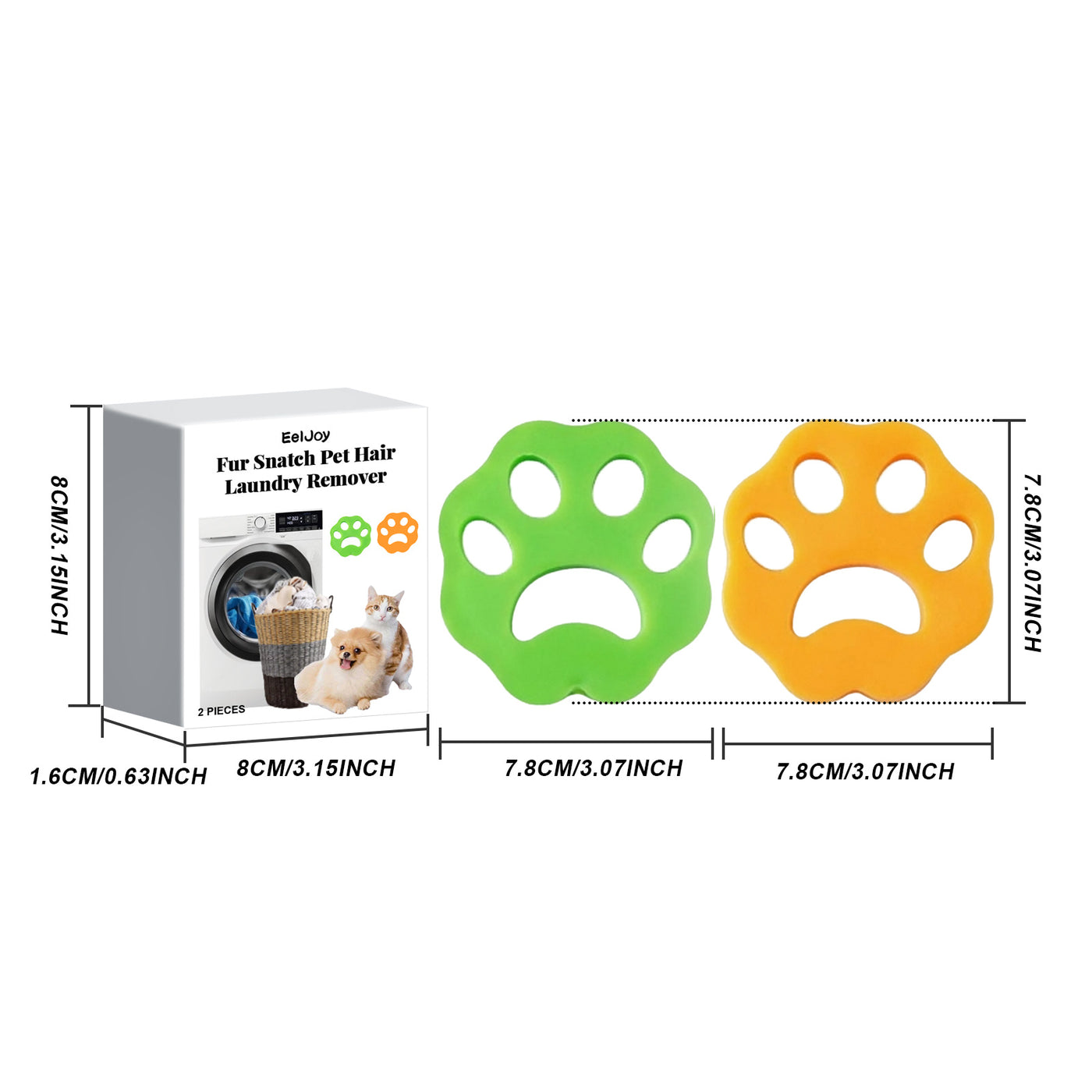 2-Pack Reusable Pet Hair Remover for Laundry – Non-Toxic Lint Catcher for Washer & Dryer, Dog & Cat Hair Catcher for Bedding, Clothes, and Towels