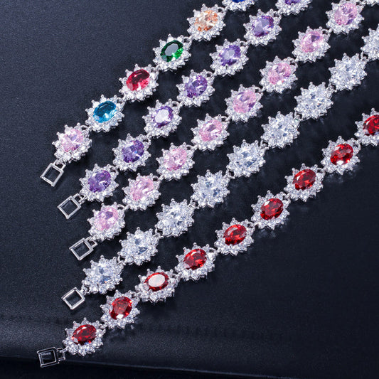 18K Real Platinum Plated Exquisite Super Zircon Bracelet