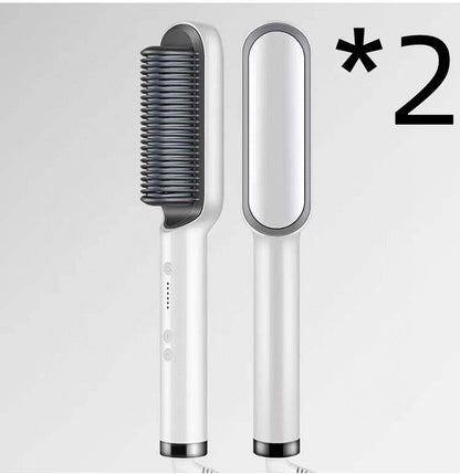New 2 In 1 Hair Straightener Hot Comb Negative Ion Curling Tong Dual-purpose Electric Hair Brush Louisiana Mart