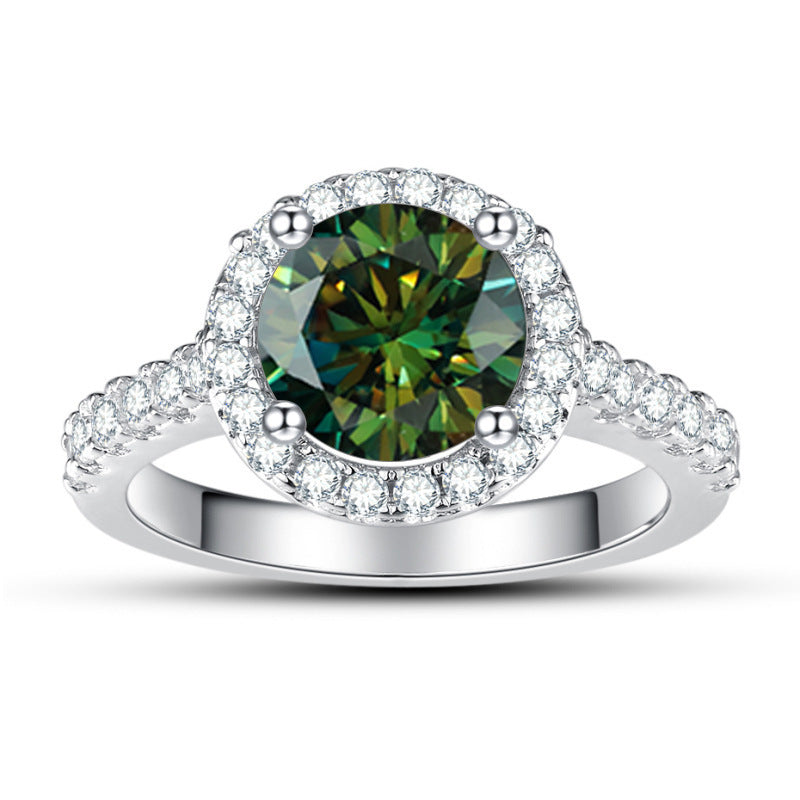 1 Karat Round Bag Color Moissanite Women's Ring