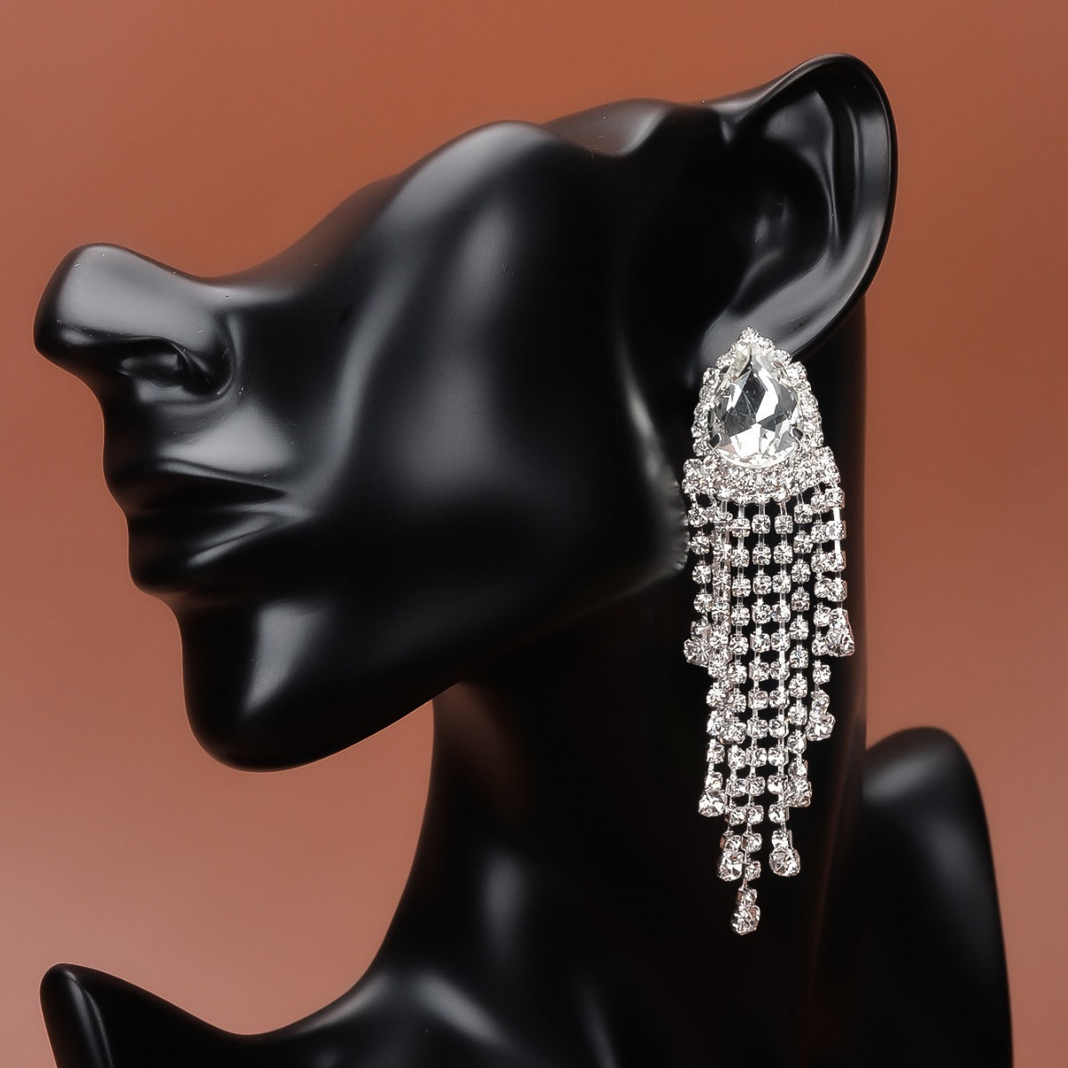 Rhinestone Tassel Earrings Big-name Drop-shaped
