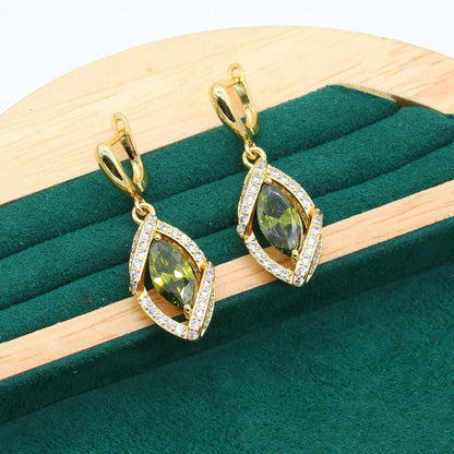 Anti-allergy AAA Zircon Necklace Earring Ring Jewelry Suit