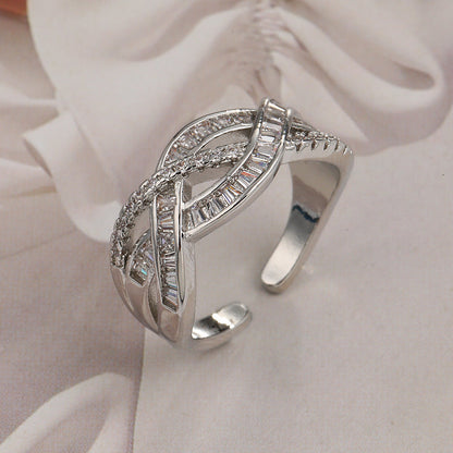 Couple Couple Rings Adjustable Cross Zircon Ring