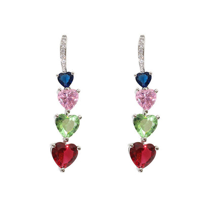 Niche Refined Zircon Love Heart Earrings Female