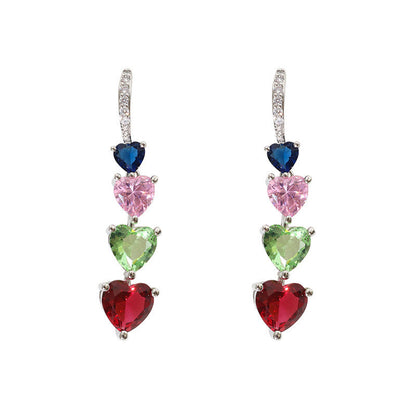 Niche Refined Zircon Love Heart Earrings Female