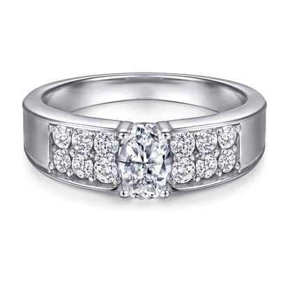 Oval Zircon Silver Ring Female Niche High Sense