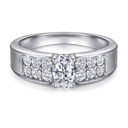 Oval Zircon Silver Ring Female Niche High Sense