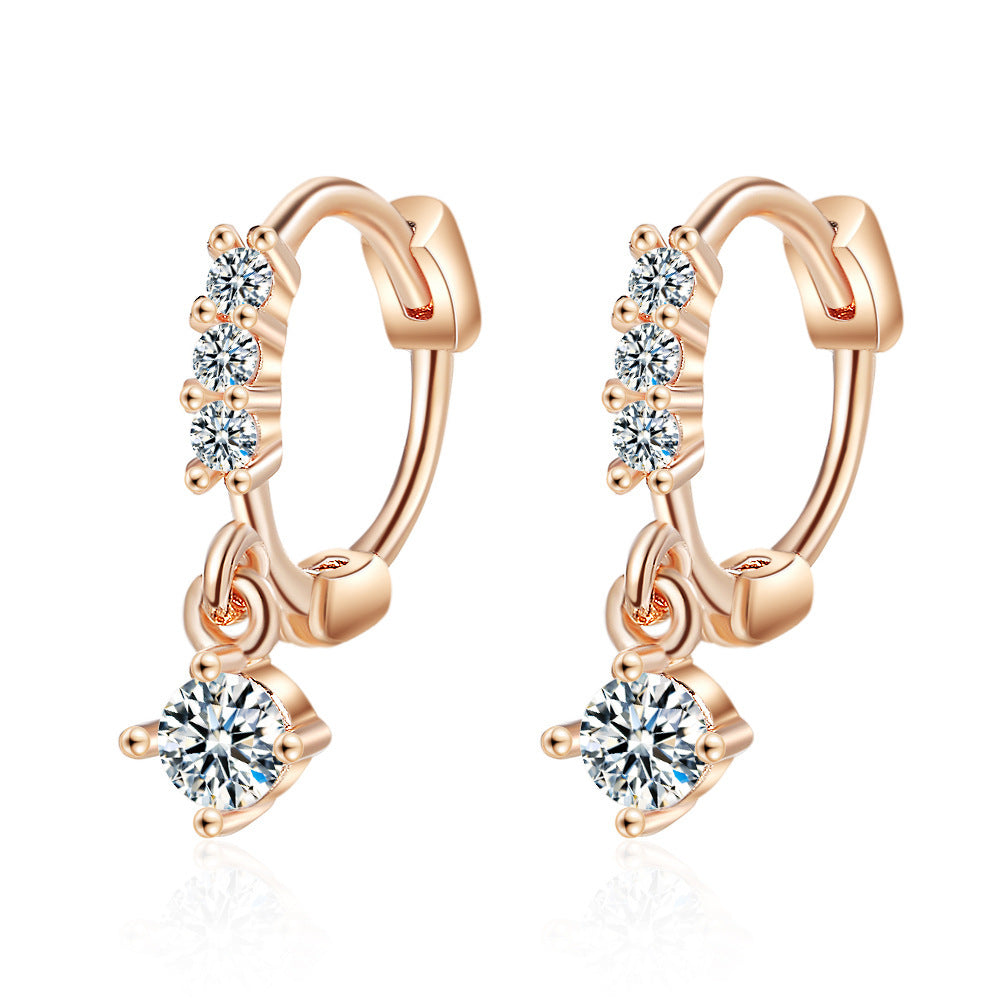 Gang Drill Ear Clip Female Diamond Inlaid Short Temperament