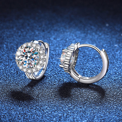 S925 Sterling Silver Moissanite Earrings For Women SUNFLOWER Ear Clip