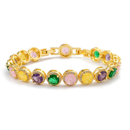 Fashion Gold-plated Inlaid Zircon Hollow Round Bracelet