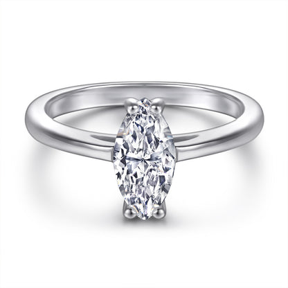 Oval Zircon Silver Ring Female Niche High Sense