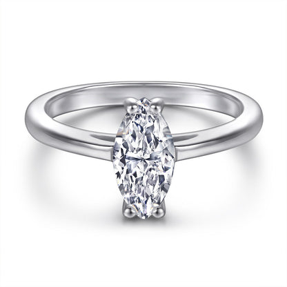Oval Zircon Silver Ring Female Niche High Sense
