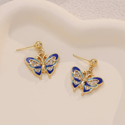 Dripping Oil Butterfly Studs Sweet Girl's Earrings