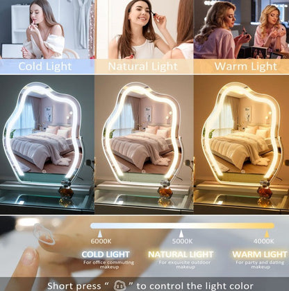 Vanity Makeup Cloud LED Mirror With Lights Strip Smart Control Wall Mount Decor Glass Hanging Removable Louisiana Mart