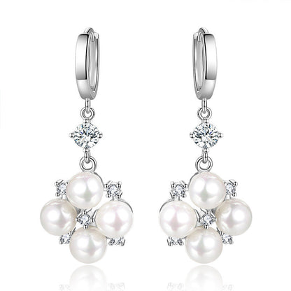 Long Rhinestone-encrusted Pearl Earrings New