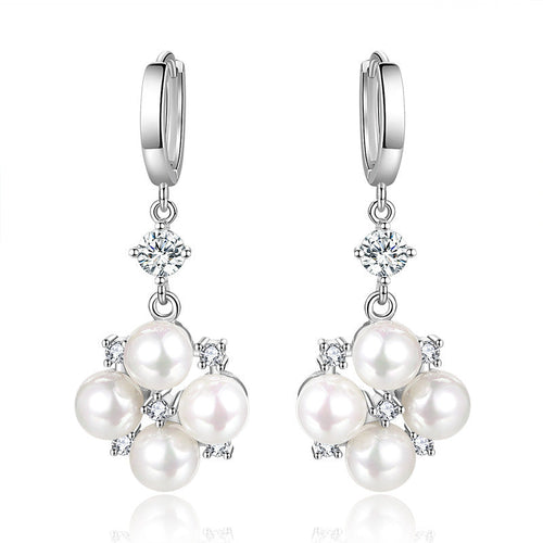 Long Rhinestone-encrusted Pearl Earrings New