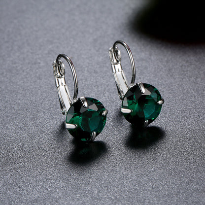 Single Zircon Colorful Ear Clip Simple Fashion Elegant European And American