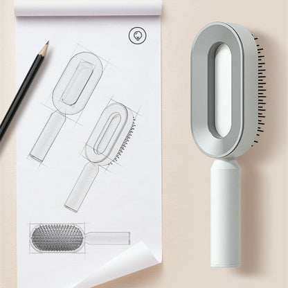 Self Cleaning Hair Brush For Women One-key Cleaning Hair Loss Airbag Massage Scalp Comb Anti-Static Hairbrush Louisiana Mart