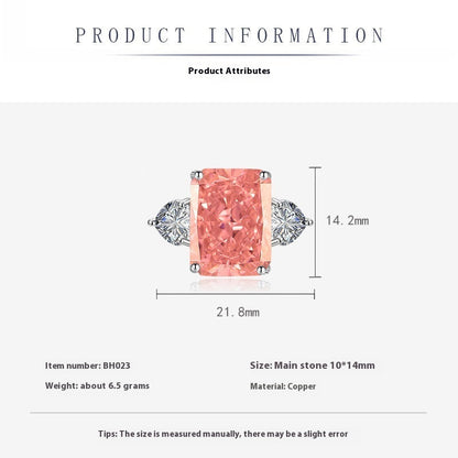 Rock Candy Square Diamond Ring Paparazha Artificial Cultivation
