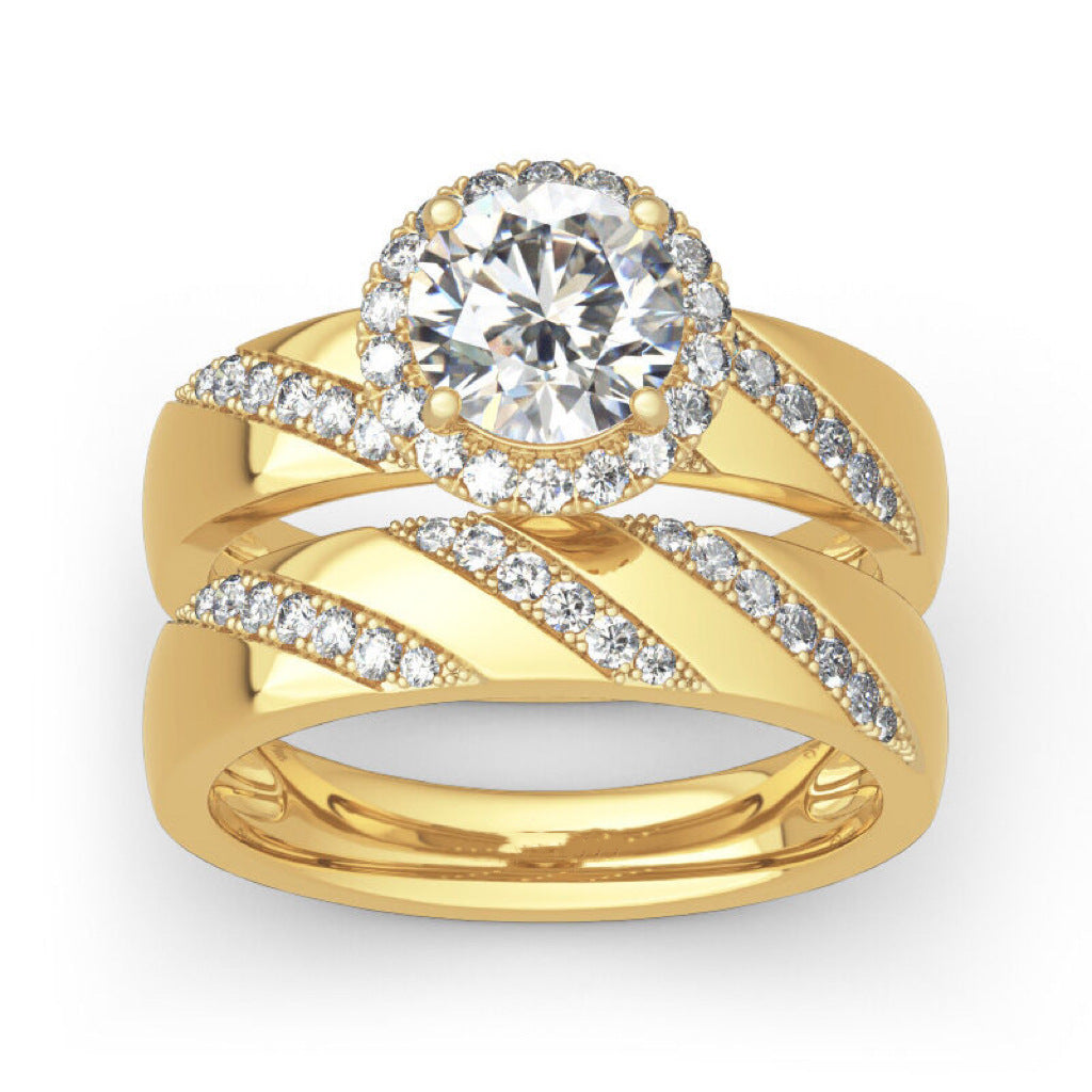 Micro Inlaid Zircon Couple Rings Women's Fashion Wedding Ring