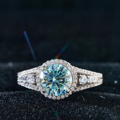 2CT Color Moissanite Ring Sterling Silver S925