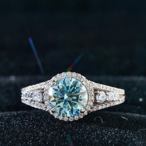 2CT Color Moissanite Ring Sterling Silver S925