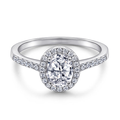 Oval Zircon Silver Ring Female Niche High Sense