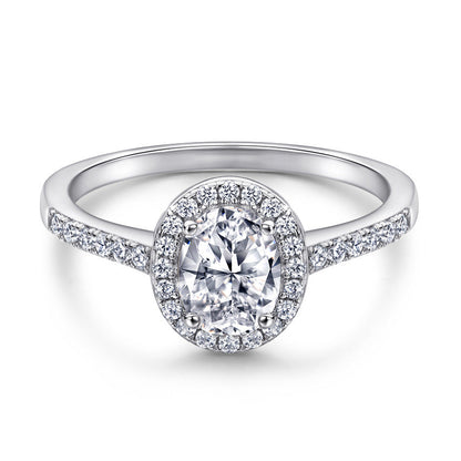 Oval Zircon Silver Ring Female Niche High Sense