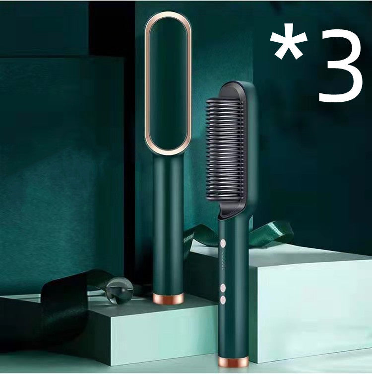 New 2 In 1 Hair Straightener Hot Comb Negative Ion Curling Tong Dual-purpose Electric Hair Brush Louisiana Mart