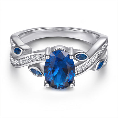 Oval Zircon Silver Ring Female Niche High Sense