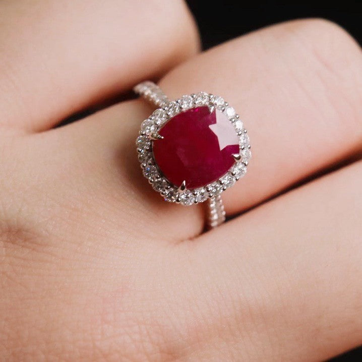 S925 Sterling Silver Diamond Inlaid Ring