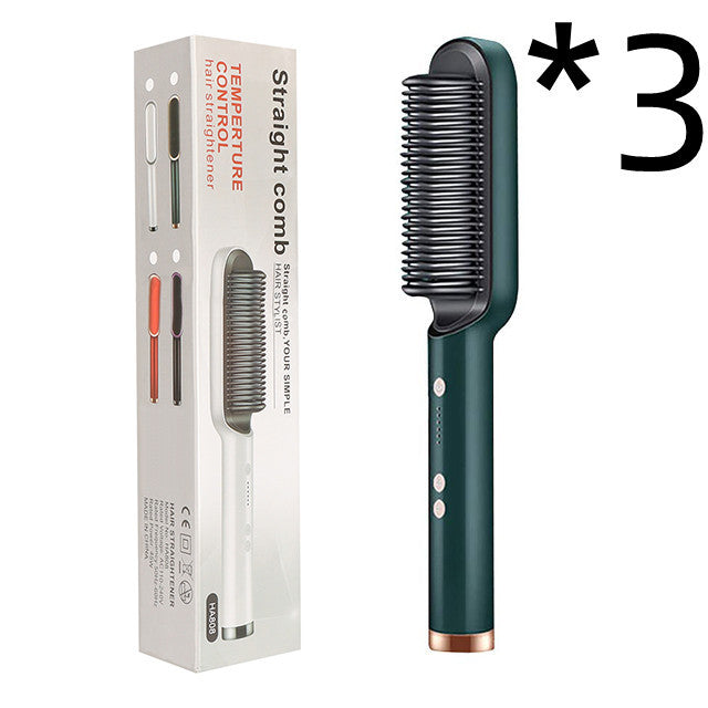 New 2 In 1 Hair Straightener Hot Comb Negative Ion Curling Tong Dual-purpose Electric Hair Brush Louisiana Mart
