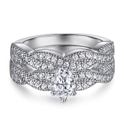 Oval Zircon Silver Ring Female Niche High Sense