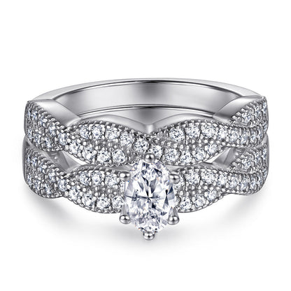 Oval Zircon Silver Ring Female Niche High Sense