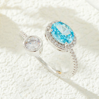 Oval Ice Flower Cut Fashion Women's Open Ring