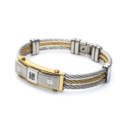 Three-ring Steel Wire Braided Hemp Rope Bracelet
