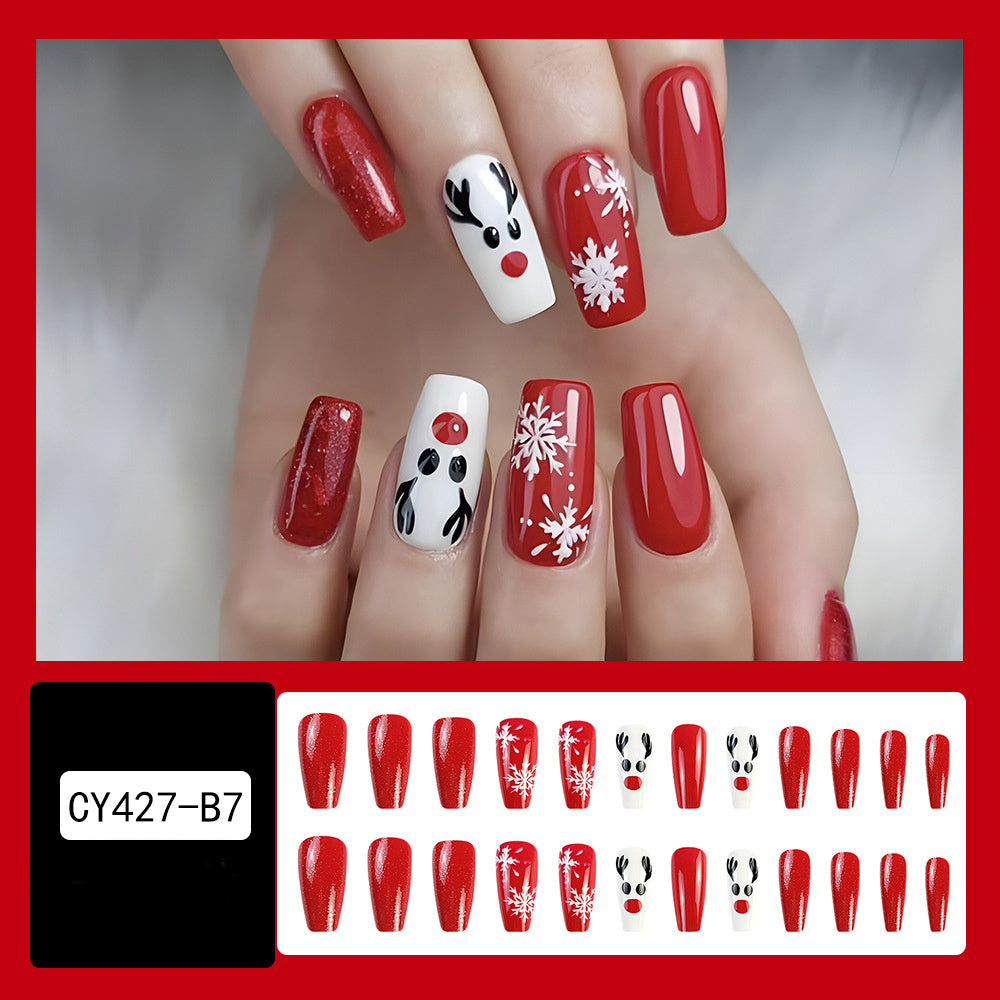 24pcs Christmas False Nails Hat Striped Snowflake Nail Art Stickers For Parties Dances Or Holiday Wear Louisiana Mart