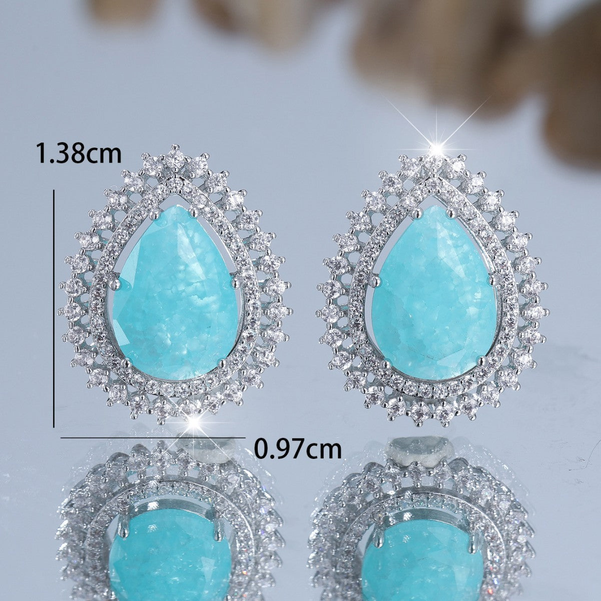 White Diamond Water Drop Ice Flower Earrings Female