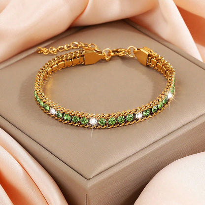 Three-layer Diamond Versatile Personality Stainless Steel Bracelet