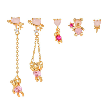 925 Silver Needle Exquisite Small Bear Stud Earrings