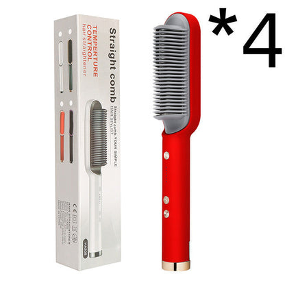 New 2 In 1 Hair Straightener Hot Comb Negative Ion Curling Tong Dual-purpose Electric Hair Brush Louisiana Mart